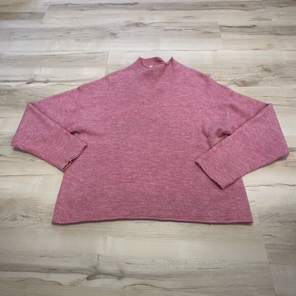 LEITH Women Med Sweater Mockneck Knit Oversize Pink - Picture 1 of 7